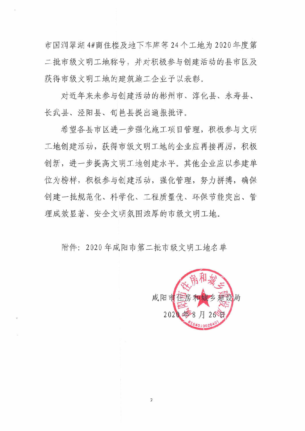 咸阳市市级文明工地