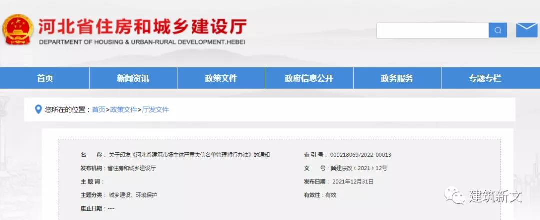 河北：这5种情况列入严重失信名单，在招投标、政府采购、市场准入等方面予以限制！